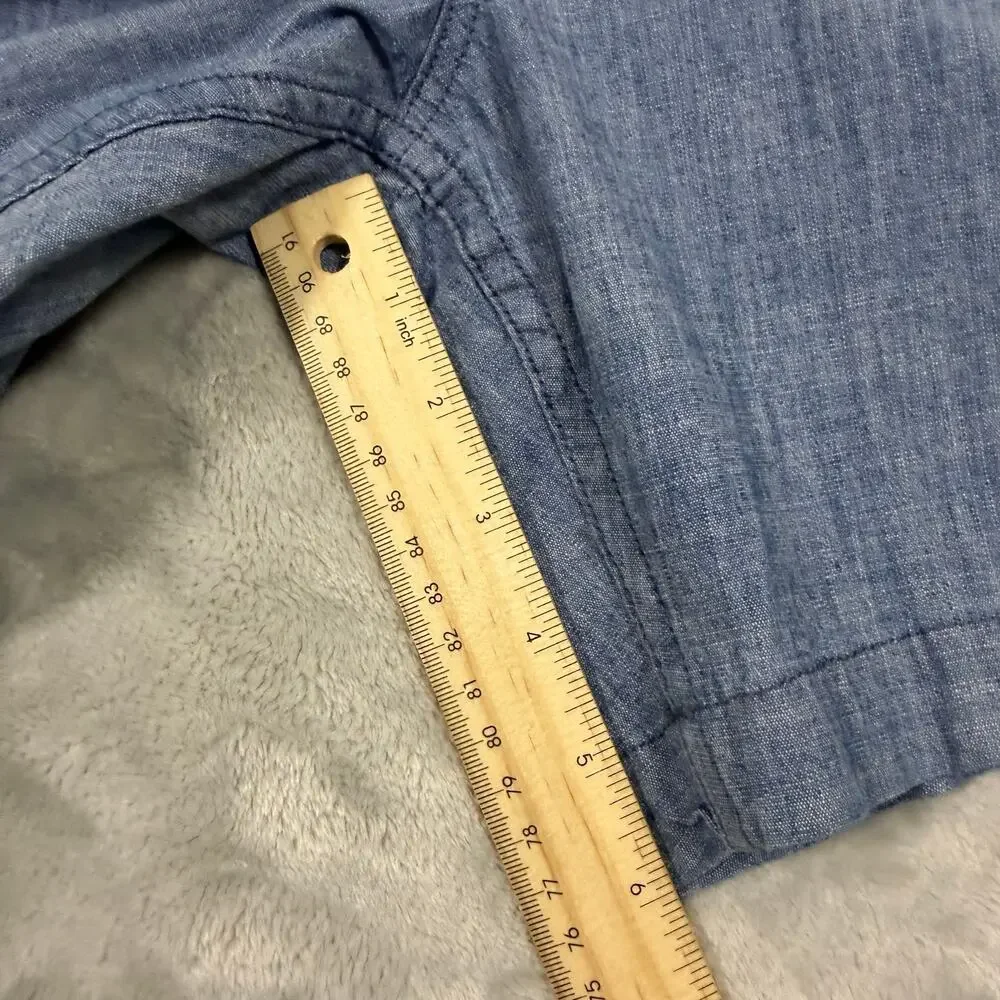 Faherty Mens XL Blue Chambray Drawstring Shorts Elastic Waist Casual Beach